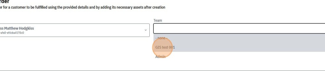 Team selection dropdown