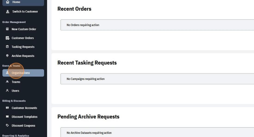 Organisations administration link